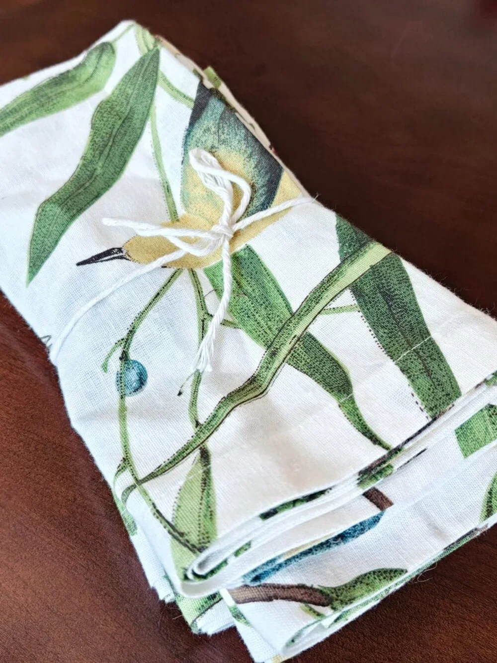 Pottery Barn Nola Songbird Napkins Set of 8 Cotton Linen 20x20 Colorful Botanic